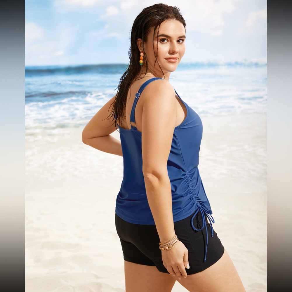 Bloomchic island print drawstring swim top - Picture 4 of 5